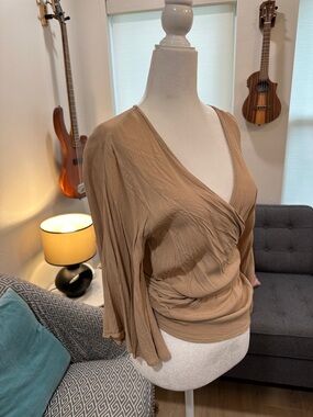 Kori Camel Wrap Blouse